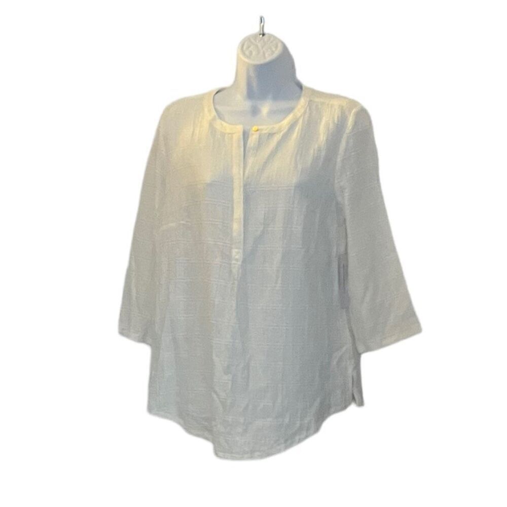 Liz Claiborne Womens Crew Neck 3/4 Sleeve Tunic Top